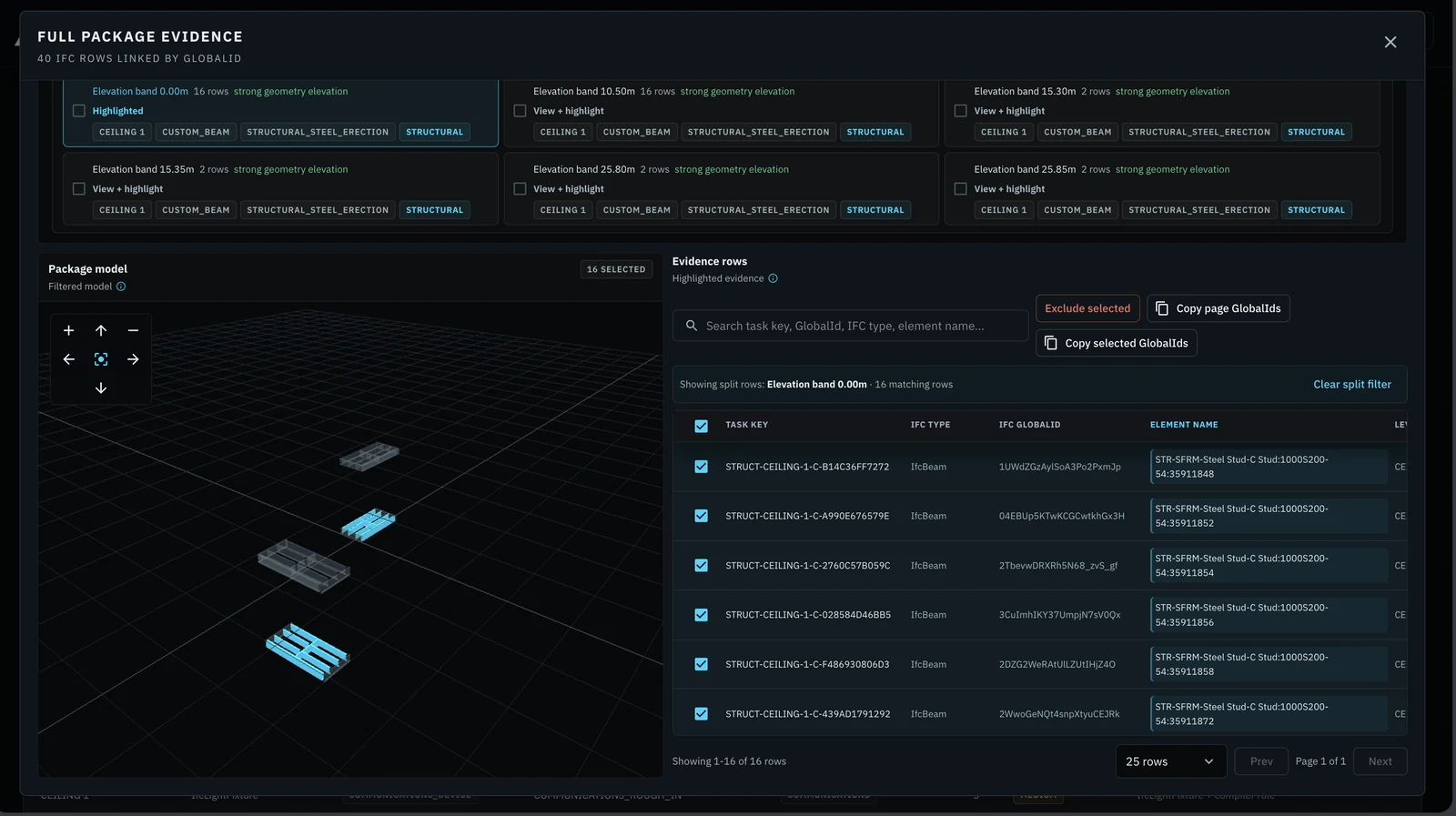 The AROBOTIX BIM-to-Task Compiler linking 40 IFC rows by GlobalId to verified execution tasks